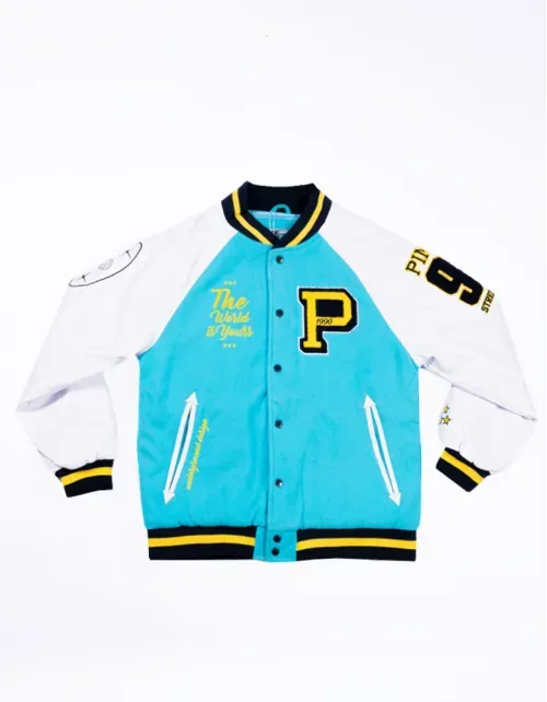 Chaqueta Bomber Varsity Pimps Hombre - Celeste
