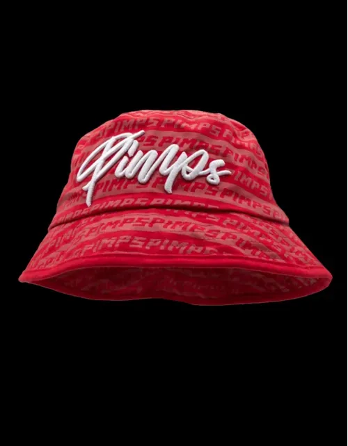 Bucket Hat Pimps Multilogo - Rojo