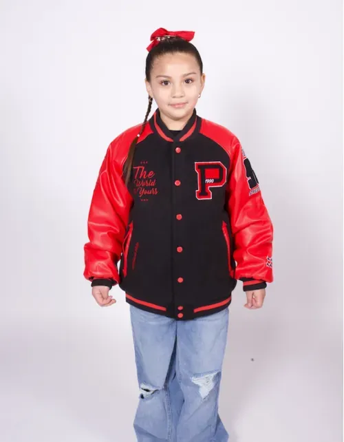Chaqueta Bomber Varsity Pimps Juvenil - Negro/Rojo