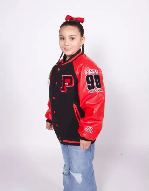 Chaqueta Bomber Varsity Pimps Juvenil - Negro/Rojo