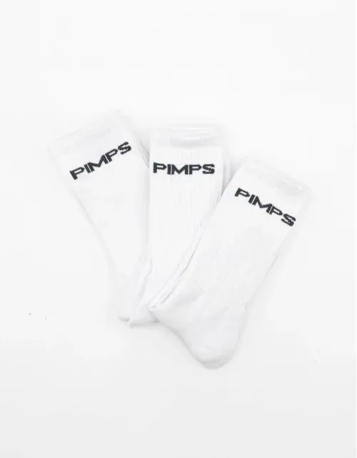Pack 3 Pares de Calcetines Pimps - Juvenil - Blanco