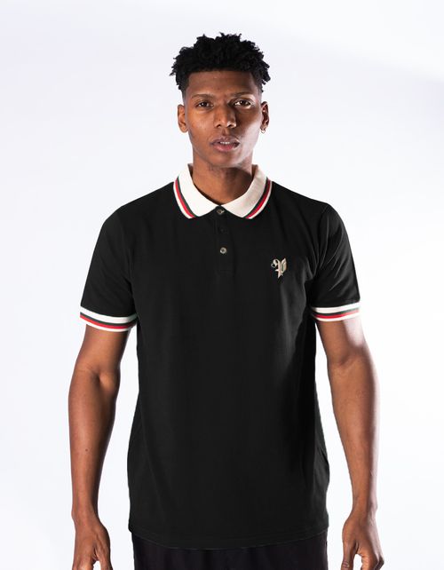 Polera Pimps Hombre Piqué - Colección Heráldica - Negro