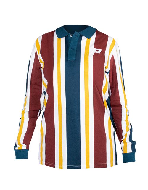 Polera Pimps Unisex Stripes Cuello Burdeo