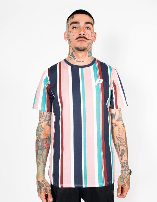 Polera Pimps Unisex Stripes Cuello Rosa