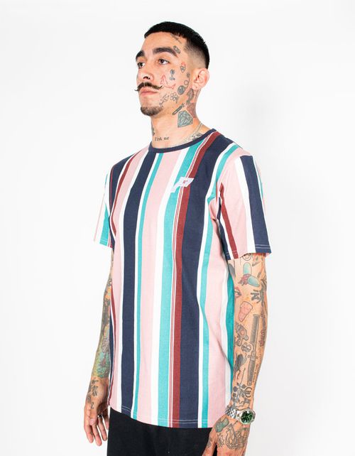 Polera Pimps Unisex Stripes Cuello Rosa