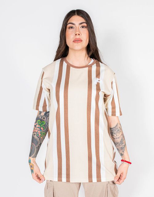Polera Pimps Unisex Stripes Cuello Beige