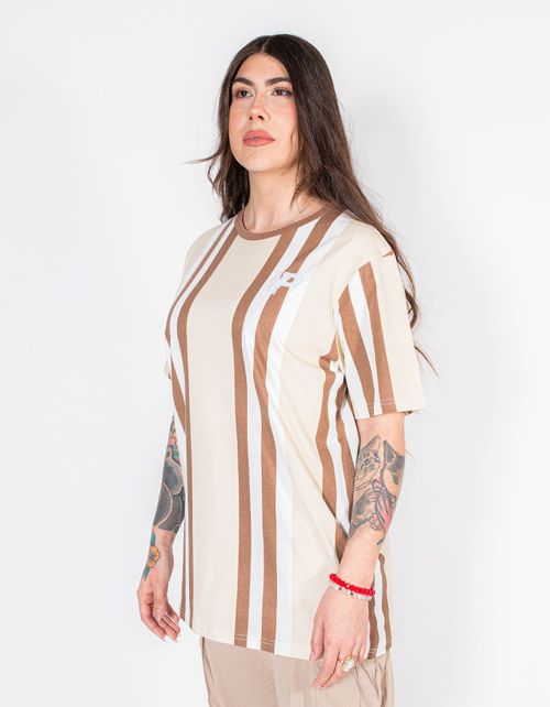 Polera Pimps Unisex Stripes Cuello Beige
