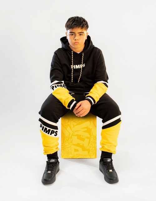 Buzo Conjunto Pimps Hombre Franjas Negro Amarillo